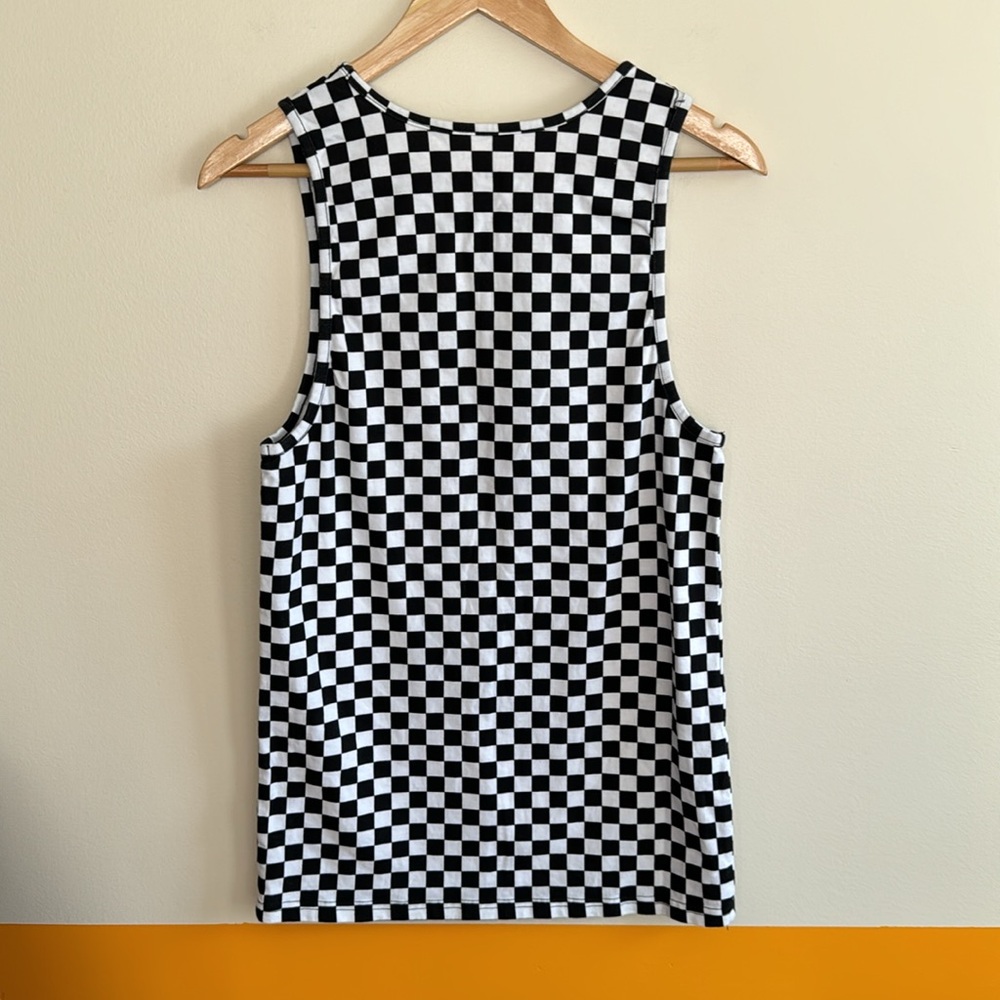Vans Black & White Checkerboard Tank Top with Red Logo - Picture 3 of 3
